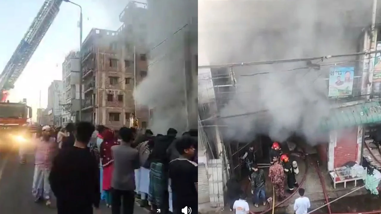 কেরাণীগঞ্জে  ১২তলা ভবনে আগুন কাজ করছে ১৪ ইউনিট