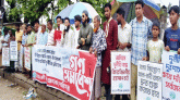 হাওর রক্ষা বাঁধে অনিয়মের প্র তি বা দে শান্তিগঞ্জে গণসমাবেশ